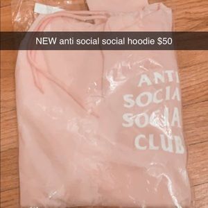 NWOT anti social social club pink hoodie